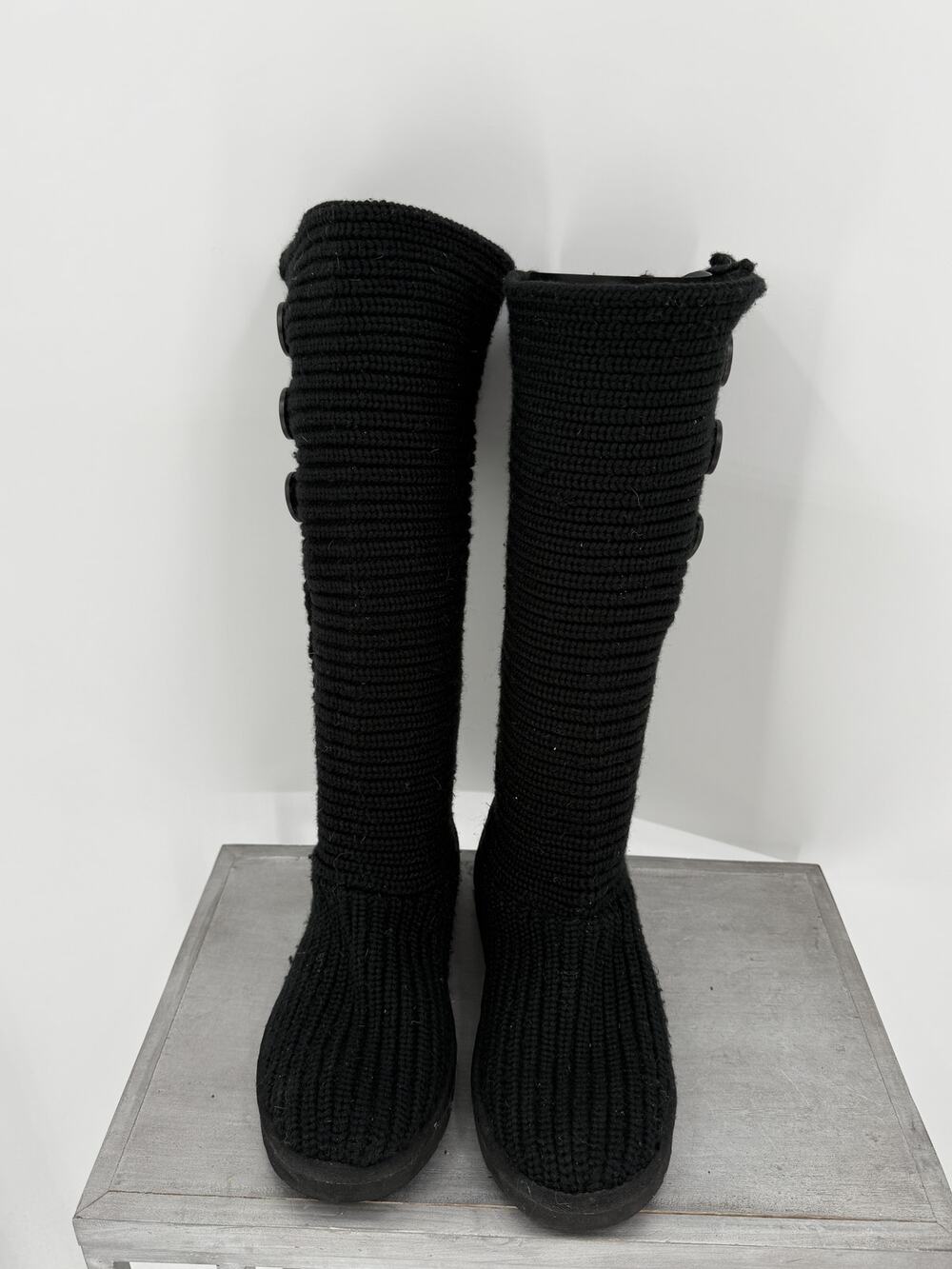 UGG Australia Classic Cardy Style #5819 Black Knit Tall Boots Women's Size 10